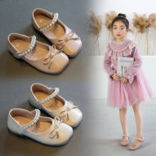 Kids Fashion Beaded Bow Party Big Girls Shoes Princess  Elegant Children'S Leather Shoe For School 3 4 5 6 7 8 9 10 11 12 Years 2024 - buy cheap