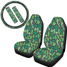 INSTANTARTS-cubierta de asiento delantero con diseño de Cactus para niños, juego de funda de volante de fácil limpieza, cinturón de seguridad, 5 uds. 2024 - compra barato