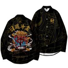Autumn New Men's Long-Sleeve Black Print Shirt Youth Trend Loose Hip Hop Shirt Men Large Size 6XL 2024 - buy cheap
