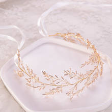 Long Silver/Gold Color Women Headbands Wedding Hair Jewelry Accessories Ribbon Bridal Head Decoration Hair Ornament Tiara 2024 - buy cheap