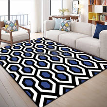 Alfombra moderna geométrica de 200x300cm, tapete con entramado de diamantes, azul, blanco y negro, para dormitorio y sala de estar, personalización 2024 - compra barato