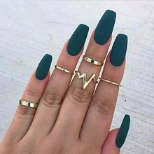 Punk Rock oro pila simple banda de dedo set de anillos para nudillos para las mujeres anillo de medio dedo anillo de moda 2024 - compra barato