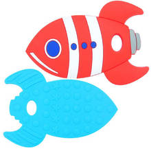 5 pçs silicone grande foguete peixe mordedor bebê dentição brinquedos bpa livre grau alimentício silicone mordedor diy colar de dentição brinquedo 2024 - compre barato