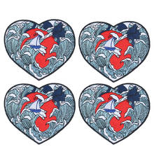 2PCS Van Gogh Patch Badges Iron on Patches for Clothes Heart Shape Embroidery Applique Waves Clothes Sticker DIY Sewing Supplies 2024 - buy cheap