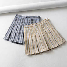 Paris Girl Yellow Preppy Style Pleated Skirt Women Summer Casual School Kawaii Plaid Short Skirt Ladies High Waist Saia Faldas 2024 - buy cheap