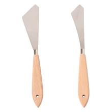 2 Pcs Painting Knife Spatula Palette Knife Wood Handle and Metal Blade Painting Accessories for Art and Paint 2024 - buy cheap