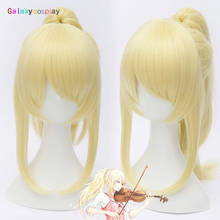 Japan Anime Your lie in April Miyazono Kaori Light Golden Blonde Clip Ponytail Heat Resistant Cosplay Wig+ Free Wig Cap 2024 - buy cheap