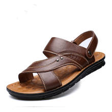 Мужские сандалии из натуральной кожи; летняя классическая мужская обувь; тапочки; мягкие сандалии; Мужская Удобная прогулочная обувь в римском стиле 2024 - купить недорого