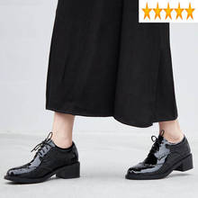 Classic Black Genuine Leather Women Lace Up Casual Flats Autumn New Round Toe Brogues Preppy Style Wing Tip Female Shoes 2024 - buy cheap