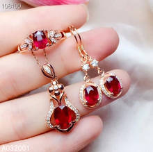 KJJEAXCMY fine jewelry natural ruby 925 sterling silver women pendant necklace chain earrings ring set support test exquisite 2024 - buy cheap