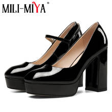 MILI-MIYA Fashion Super High Thick Heels Women Cow Leather Pumps Platform Buckle Strap Round Toe Dress Party Shoes Handmade 2024 - buy cheap
