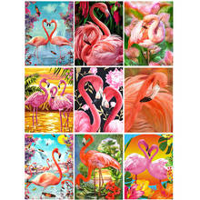 5d diy pintura diamante animal flamingo conjunto de ponto cruz kit de ponto de cruz perfuração completa bordado mosaico imagem de arte de strass decoração presente 2024 - compre barato