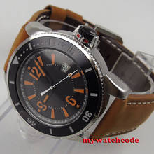 Relógio masculino de couro bliger 42mm, pulseira de couro beizhu 2813 com mostrador preto e movimento automático 2024 - compre barato