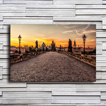 Wall Art Canvas Painting For Living Room Charles Bridge At Sunset Nature Pictures Prints Scenery Poster Home Decor Frame 2024 - buy cheap