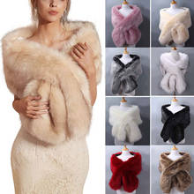 2020 Faux Fur Winter Women Bridal Shawl Wedding Cape In Stock Bridal Cloaks Wedding Coat For Evening Party Solid Collar Shawl 2024 - buy cheap