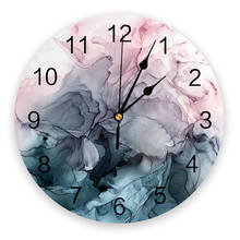Blush e payne cinza fluindo pintura abstrata relógio de parede decoração da casa quarto silencioso relógio de parede relógio digital 2024 - compre barato