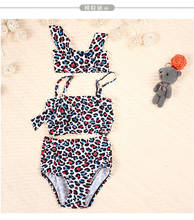 Bikini de dos piezas con tirantes para niñas, traje de baño de dos piezas con estampado de leopardo, XYY-145 para niños 2024 - compra barato