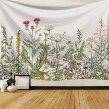 Tapiz Floral colorido para sala de estar, decoración de dormitorio, colcha, hojas de plantas tropicales, impreso, tapiz de pared, telas 2024 - compra barato