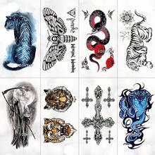 Sketch Moth Death Tiger Pattern Temporary Tattoo Sticker Women Body Art New Design Fake Men Tattoos 2024 - buy cheap