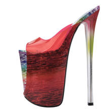 Sandálias de pvc para mulheres, sapatos sexy de salto alto extremo, transparentes com plataforma, em cores de luxo, para o verão, 2021 2024 - compre barato