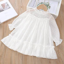 Little Girls Princess Dress Korean Autumn Kids Clothes White Long Sleeve Lace Ball Gown Girls Costume 1-7Yrs Girls Party Dress 2024 - buy cheap