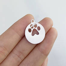 20pcs/Lot Real Stainless Steel Hollow Out Dog's Paw Round Charms For DIY Making Jewelry Necklace Wholesale 19*22mm 2024 - buy cheap
