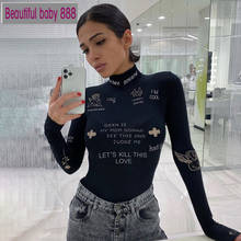 Meqeiss Autumn High Street Casual Turtleneck Long Sleeve Bodysuits For Women 2021 Basic Fashionable Y2K Skinny Bodysuit Female 2024 - buy cheap