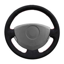 Cubierta de ante negro para volante de coche, accesorio para Renault Clio 2 2001 2002 2003 2004 2005 Dacia Sandero 2008 2009 2010 2011 2012 2024 - compra barato