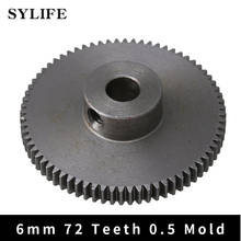 Motor de 6mm de diámetro, 72 dientes, 0,5 módulos, 45 #, tornillos superiores de rueda de engranaje de acero 2024 - compra barato