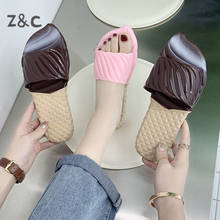 Chinelos de verão antiderrapante feminino moda doméstica ins sorvete interior adorável silencioso sapatos femininos sandálias da menina jovem 2020 2024 - compre barato
