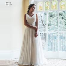 Vestido de noiva barato com decote em v, de chiffon, boho, 2020, plus size, feito sob encomenda, vestido de noiva 2024 - compre barato