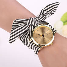 Fashion Women Female Quartz Watch Stripe Floral Fabric Quartz Dial Watches  Causal Bracelet Wristwatch Thanksgiving  Gift 2024 - buy cheap