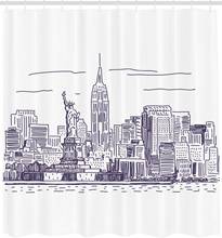 Cortina de ducha con bocetos de Nueva York, vista Simple de la libertad de Nueva York, juego de decoración de baño de Tela con estampado de la isla de lis 2024 - compra barato