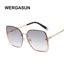 WERGASUN Retro Square Sunglasses Women Brand Designer Metal Frame Oversized Sun Glasses Fashion Men Gradient Shades Oculos UV400 2024 - buy cheap