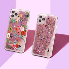 Чехол для телефона, винтажный, Цветочный, милый, блестящий, жидкий, с цветами, чехол для iPhone 11 X XS XR Max Pro 7 8 7Plus 8Plus 6 2024 - купить недорого