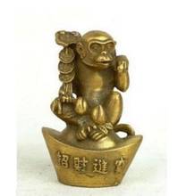 Copper Statue Collection Chinese Brass Carved Animal Zodiac Monkey Wealth Money Cions Exquisite Small Statues 2024 - buy cheap