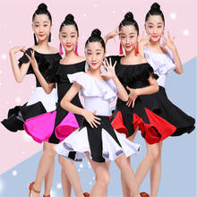Flower Girls Ruffle Ballroom Latin Dance Wear Dress Competition Girl Kid Child Salsa Tango Cha Cha Performance Practice Skirt 2024 - buy cheap