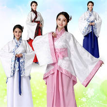 Elegant Woman Chinese Hanfu Dress Traditional Floral Print Stage Performance Oriental Ancient Fairy Retro Folk Dance Costume 2024 - buy cheap