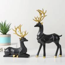 2pcs New 2021 European Style Resin Deer Sculpture Home Living room Decorations Crafts Desktop Bookcase Creativity Adornment Gift 2024 - buy cheap