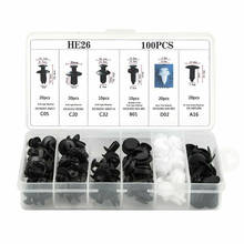 100 pcs Clips  Auto Car Fender Liner Fastener Bumper Interior Trim Retainer Push Clip Pin Black Nylon with Plastic Box Set 2024 - buy cheap