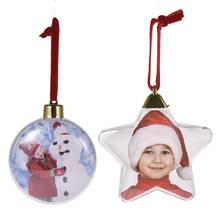 1pc transparente bola de natal redonda cinco estrelas photo frame pingente pendurado suporte de imagem artesanato festa supplyxmas árvore ornamentos 2024 - compre barato