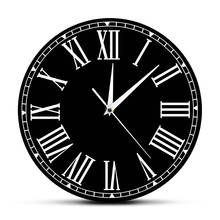 Relógio de parede personalizado, luminoso, colado, móvel, em numeral romano, personalizado, parede, duvar saati, preto e branco, decoração do quarto 2024 - compre barato