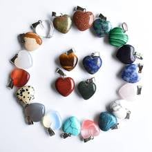 Wholesale 24pcs/lot fashion good quality natural stone mix heart charms pendants 16mm for jewelry accessories making free 2024 - buy cheap