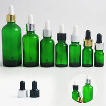 Botella cuentagotas de vidrio verde, 10 Uds., 1/2 oz, 10ml, 15ml, 20ml, 30ml, 50ml, 100ml, botella de aceite esencial, gotero pipeta 2024 - compra barato
