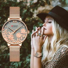 CURREN-relojes de marca superior de lujo para mujer, reloj de pulsera de acero inoxidable, reloj de cuarzo rosa, elegante, 2021 2024 - compra barato