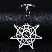 2021 moda elfos heptagram estrela chaveiros de aço inoxidável preto esmalte wiccan chaveiro jóias presente llaveros para mujer k552s02 2024 - compre barato