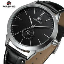 Forsining Simple Men Mechanical Watch Automatic Sub Dial Black Ultra-thin Analog Genuine Leather Band Wristwatch Horloge Mannen 2024 - buy cheap
