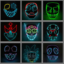 Payaso de terror decorativo para Halloween, máscara iluminada de EL Rey del gato, Cosplay, máscara brillante, baile, DJ, Led 2024 - compra barato