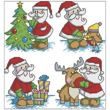 Santa Claus cartoon counted 11CT 14CT 18CT Cross Stitch Set Wholesale DIY Cross-stitch Kits Embroidery Needlework Home Deco 2024 - buy cheap