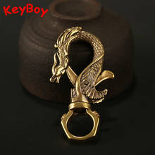 Pure Copper Phoenix Key Chain Car Key Ring Pendant Metal Brass Waist Buckle Clasp Keychains Vintage Men Keyrings Hanging Jewelry 2024 - buy cheap